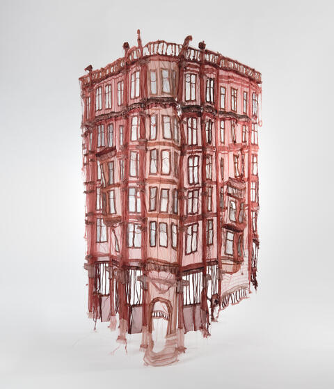 <i>Ghost of the Queen’s Hotel</i>, 2006, polyester, tulle and thread, 144 in × 72 in × 48 in, photo credit: Alexis Bellavance Jannick Deslauriers, Ghost of the Queen’s Hotel, 2006, photo Alexis Bellavance